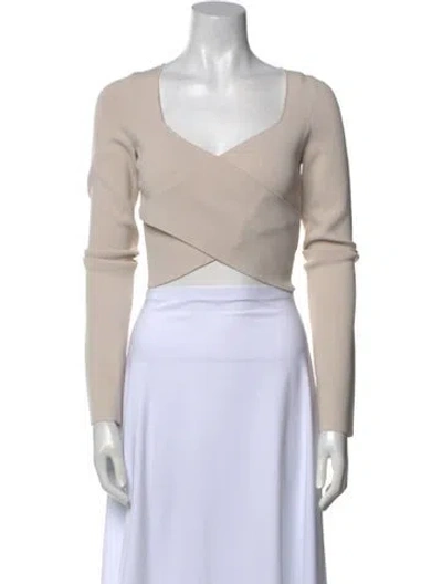 Pre-owned Gauge81 V-neck Long Sleeve Crop Top In Neutral