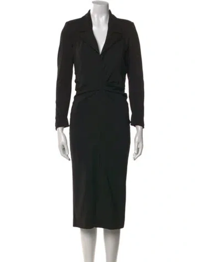 Pre-owned Gauge81 V-neck Midi Length Dress In Black
