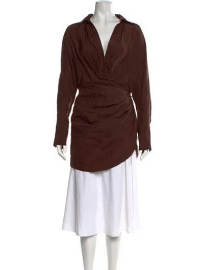 Pre-owned Gauge81 V-neck Mini Dress In Brown