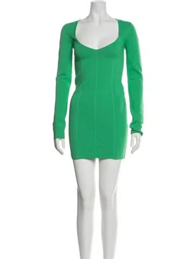 Pre-owned Gauge81 V-neck Mini Dress In Green