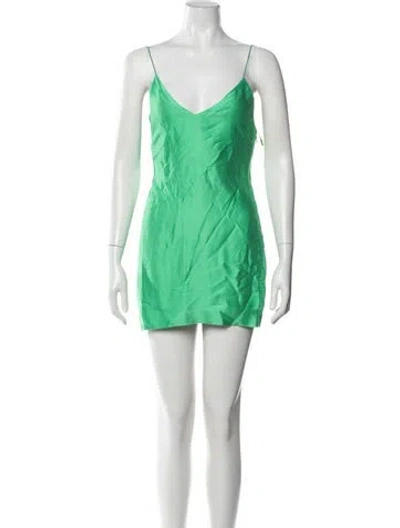 Pre-owned Gauge81 V-neck Mini Dress In Green
