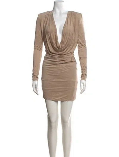 Pre-owned Gauge81 V-neck Mini Dress In Neutral