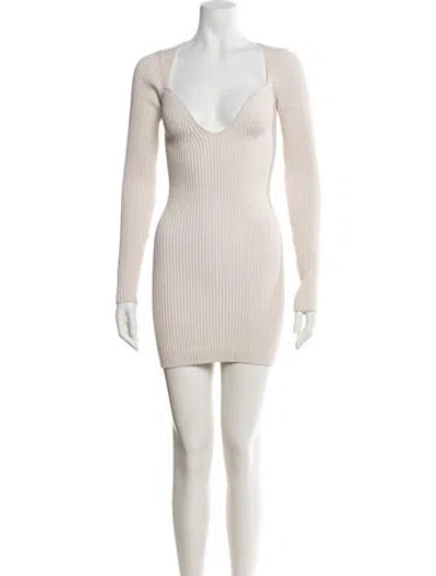 Pre-owned Gauge81 V-neck Mini Dress In Neutrals