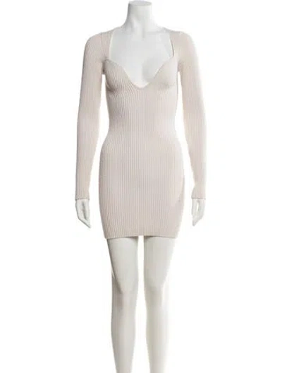 Pre-owned Gauge81 V-neck Mini Dress In Neutrals