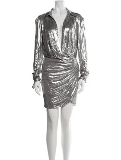 Pre-owned Gauge81 V-neck Mini Dress W/ Tags In Silver
