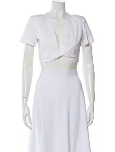 Pre-owned Gauge81 V-neck Short Sleeve Crop Top In White