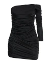 Gauge81 Black Valmeira Ruched One Shoulder Mini Dress In Black
