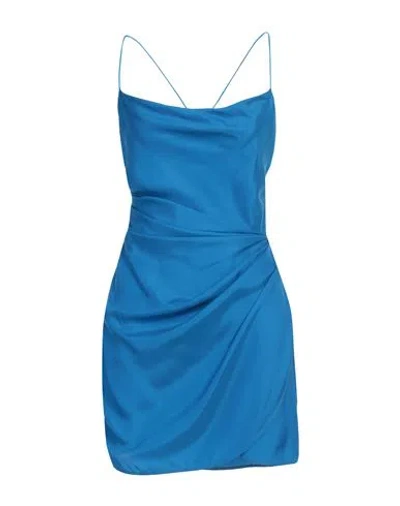 Gauge81 Woman Mini Dress Blue Size M Silk In Blue