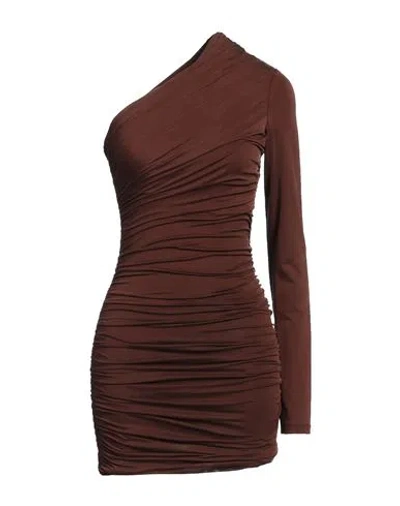 Gauge81 Woman Mini Dress Brown Size 8 Cupro, Elastane