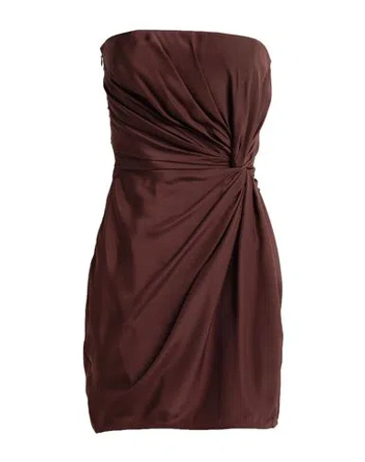 Gauge81 Woman Mini Dress Cocoa Size 6 Silk In Brown