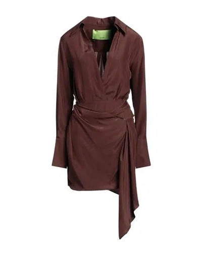 Gauge81 Woman Mini Dress Cocoa Size 8 Silk In Brown