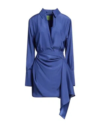 Gauge81 Woman Mini Dress Light Blue Size 10 Silk