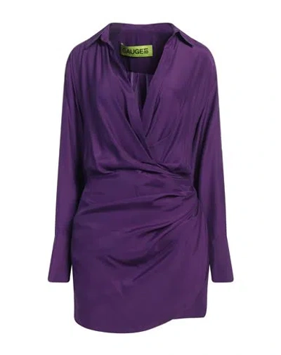 Gauge81 Woman Mini Dress Purple Size M Silk In Purple
