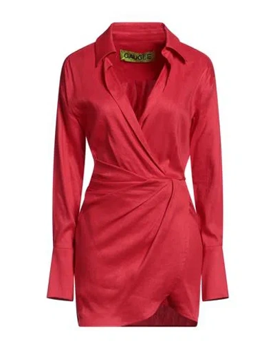 Gauge81 Woman Mini Dress Red Size 8 Linen, Viscose, Elastane