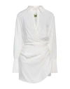 Gauge81 Naha Draped Linen-blend Mini Shirt Dress In White