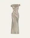 Gaurav Gupta Beaded Gown With Structured Draping In Red