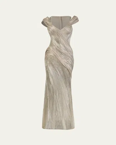 Gaurav Gupta Beaded Gown With Structured Draping