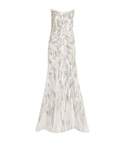 Gaurav Gupta Beaded The Linear Glistening Gown In White