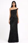 Gaurav Gupta The Celestial One-shoulder Sequined Crystal Sculpted Gown In Black