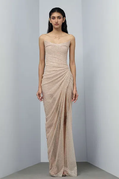 Gaurav Gupta Cosmic Corseted Gown In Neutral
