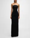 Gaurav Gupta Crystal Strapless Column Gown In Black