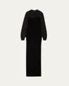 Gaurav Gupta Draped Chiffon Column Crepe Gown In Black