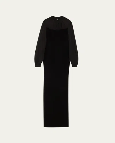 Gaurav Gupta Draped Chiffon Column Crepe Gown In Black