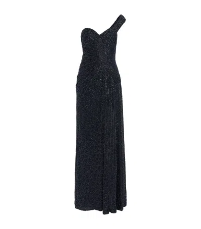 Gaurav Gupta Draped Nebula Gown In Black