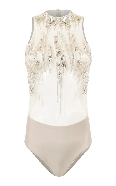 Gaurav Gupta Embellished Tulle Bodysuit In Neutral