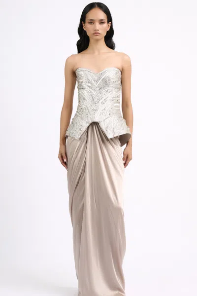 Gaurav Gupta Glass Mirror Corset With Skirt In Metallic