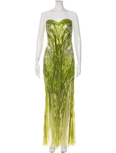 Pre-owned Gaurav Gupta Graphic Print Long Dress In Green