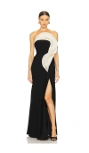 Gaurav Gupta Monochromatic Ruffle Drape Gown In Black