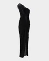 Gaurav Gupta One-shoulder Draped Ruffle Gown In Black
