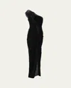 Gaurav Gupta One-shoulder Draped Ruffle Gown In Black
