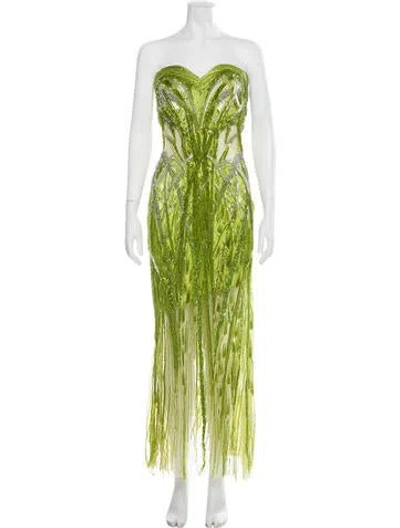 Pre-owned Gaurav Gupta Patterned Long Dress In Green