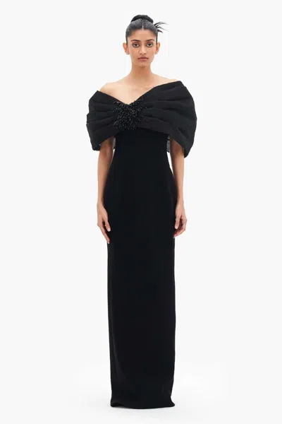 Gaurav Gupta Rosette Column Gown In Black