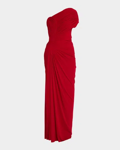 Gaurav Gupta Sculpted One-shoulder Gown In Red