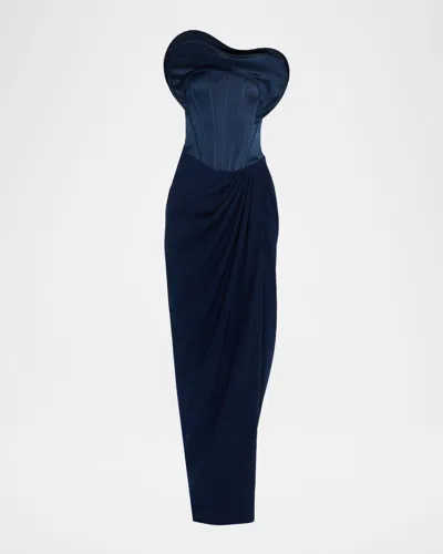GAURAV GUPTA SCULPTURAL RUFFLED STRAPLESS CORSET GOWN
