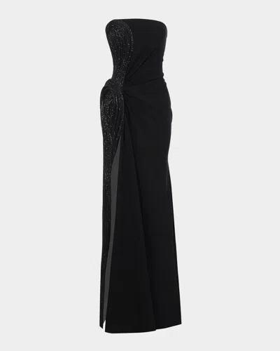 Gaurav Gupta Sequin Sculpted Strapless Slit Gown