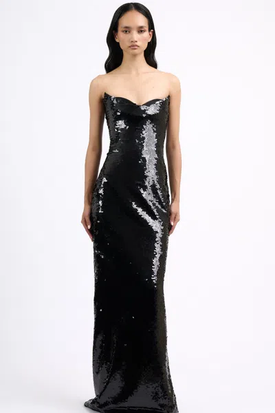 Gaurav Gupta Sequined Column Gown In Black