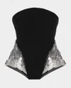 Gaurav Gupta Sequined Strapless Corset Peplum Top In Black Silver