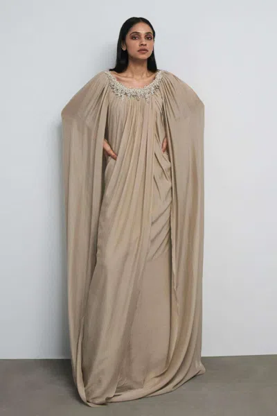Gaurav Gupta Seraphic Draped Gown In Neutral