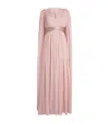 Gaurav Gupta Silk Chiffon Cape Roz Gown In Pink
