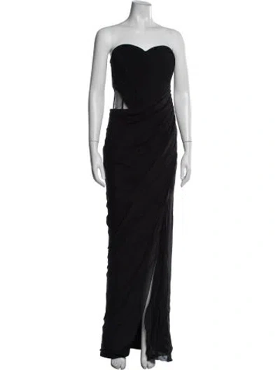 Pre-owned Gaurav Gupta Silk Long Dress In Black