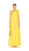 Gaurav Gupta Solaris Sculpted One-shoulder Cape Gown In 淡黄色