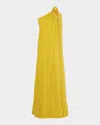 Gaurav Gupta Solaris Sculpted One-shoulder Cape Gown In Canary Yellow