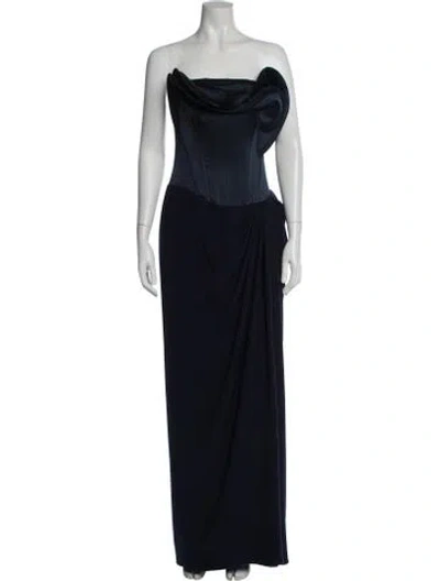 Pre-owned Gaurav Gupta Strapless Long Dress In Blue