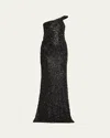GAURAV GUPTA THE CELESTIAL ONE-SHOULDER SEQUINED CRYSTAL SCULPTED GOWN