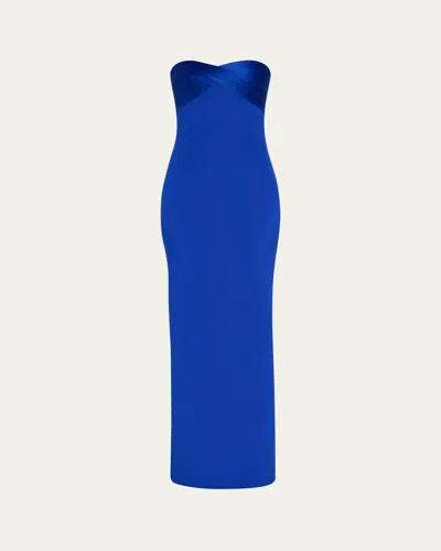 Gaurav Gupta The Infinity Strapless Draped Column Silk Gown In Blue