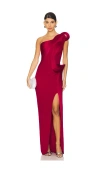 Gaurav Gupta The Molded Wave One-shoulder Crepe Gown In Fuchsia
